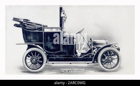 Thomas Motor Company, Vintage Car, Thomas town car 4-16 Landaulet, illustration circa 1909