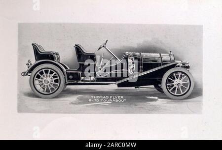 Thomas Motor Company, Vintage Car, Thomas flyer 6-70 Tourabout, illustration circa 1909