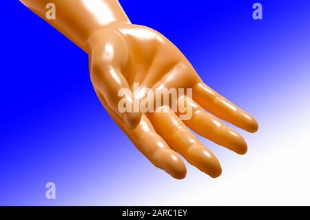 Prosthetic arm and hand. Stock Photo