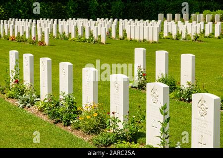 Durnbach War Cemetery is the final rest of 2960 soldiers who died in WW2 Stock Photo