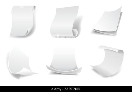 Blank white paper sheet mock up collection Stock Vector