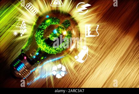 Concept  of green energy innovation technology. 3D computer generated image. Stock Photo