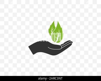 Leaf, hand icon. Vector illustration, flat design Stock Vector