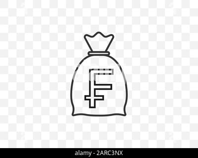 Swiss franc, money bag icon. Vector illustration, flat design Stock Vector