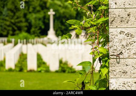 Durnbach War Cemetery is the final rest of 2960 soldiers who died in WW2 Stock Photo