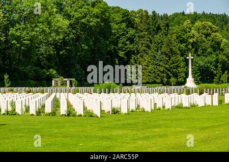 Durnbach War Cemetery is the final rest of 2960 soldiers who died in WW2 Stock Photo