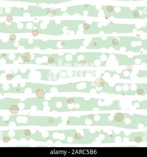 Seamless pattern with golden shiny balls on white background. Vector Illustration Stock Vector