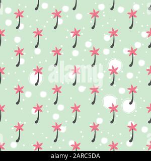 Seamless pattern with palms. Polka dot style. Vector Illustration Stock Vector