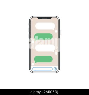 Notification of chat messages on a smartphone vector illustration, flat sms bubbles on a mobile phone screen. eps 10 Stock Vector