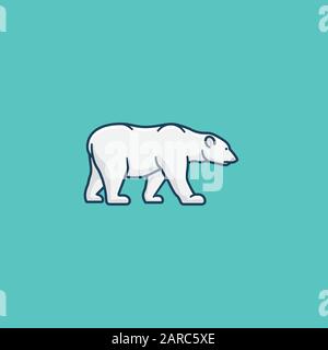 Polar bear vector illustration for Polar bear  Day on February 27. Endangered species color symbol. Stock Vector