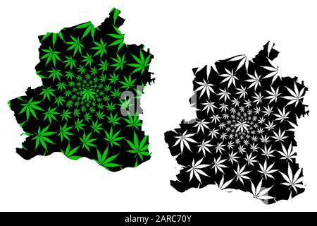 Teleorman County (Administrative divisions of Romania, Sud - Muntenia development region) map is designed cannabis leaf green and black, Teleorman map Stock Vector