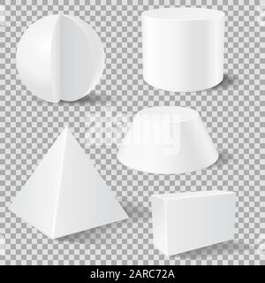 Geometric shapes. White 3d mockup templates. Vector illustration isolated Stock Vector