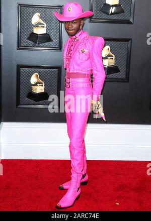 Los Angeles, United States. 26th Jan, 2020. LOS ANGELES, CALIFORNIA, USA - JANUARY 26: Lil Nas X arrives at the 62nd Annual GRAMMY Awards held at Staples Center on January 26, 2020 in Los Angeles, California, United States. (Photo by Xavier Collin/Image Press Agency) Credit: Image Press Agency/Alamy Live News Stock Photo