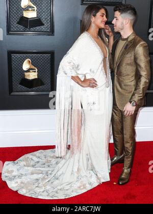 LOS ANGELES, CALIFORNIA, USA - JANUARY 26: Priyanka Chopra and husband Nick Jonas arrive at the 62nd Annual GRAMMY Awards held at Staples Center on January 26, 2020 in Los Angeles, California, United States. (Photo by Xavier Collin/Image Press Agency) Stock Photo