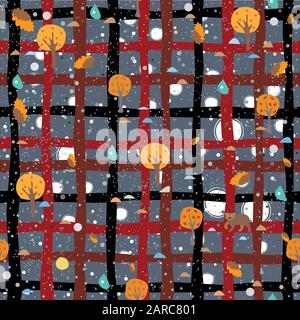 Seamless Pattern with beautiful trees. Vector Illustration Stock Vector