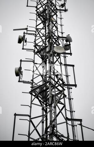 A telecom mast near Dundry, Somerset. Britain's sovereignty is at risk if the country allows Chinese tech giant Huawei to help build its 5G infrastructure, the US Secretary of State has warned. Stock Photo