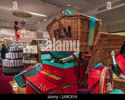 Fortnum and Mason wicker picnic hampers in Fortnum & Mason Food Hall ...