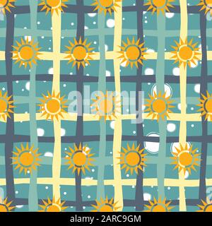 Seamless pattern with suns on white background. Vector Illustration Stock Vector
