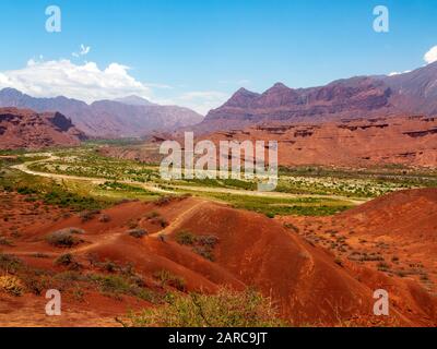 View of Quebrada de Las Conchas from Tres Cruces Viewpoint on the Ruta 68 linking Salta to Cafayate, Argentina Stock Photo