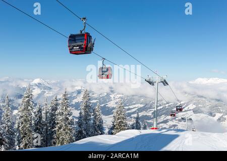 Austria kitzbuhel Europe Cable car gondola on Kitzbüheler Horn ...