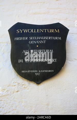 Kaufbeuren Bavaria / Germany - 03 22 2019: Kaufbeuren is a city Germany, with many historical attractions here Sywollenturm Stock Photo