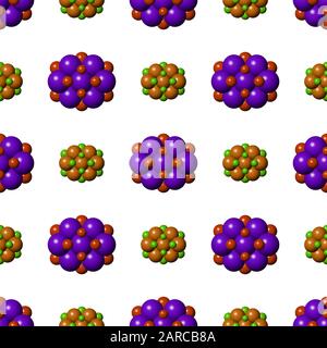 Abstract Molecules Design. Blue Red Spheres Seamless Pattern. Molecular Structure Atoms. Medical Background. Stock Vector