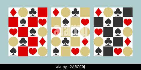 Seamless pattern with suits of playing cards, vector illustration for casino Stock Vector