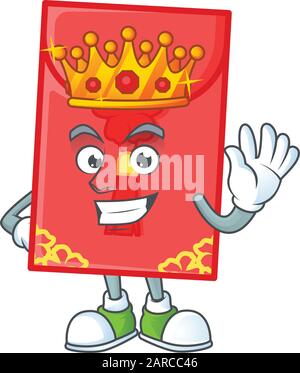 A stunning of chinese envelope stylized of King on cartoon mascot style Stock Vector