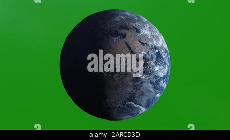 Earth planet viewed from space. Perfect for your own background using green screen. 3d illustration. Stock Photo