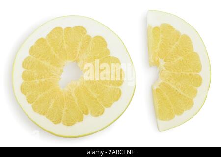 slice of pomelo isolated on white background. Top view. Flat lay. Stock Photo