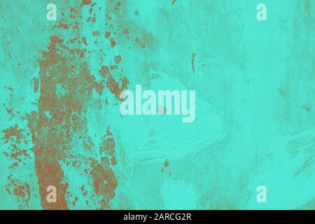 Green brown gradient rusty metal surface with heart. Old cracked paint pattern, cracking texture Stock Photo