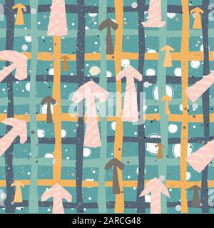 Childish Seamless Texture with Arrows. Hand Drawn Design With Brush. Vector Illustration. Stock Vector