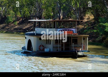 Echuca, VIC, Australia - January 21, 2008: Vintage paddle steamer PS Canberra on Murray river Stock Photo