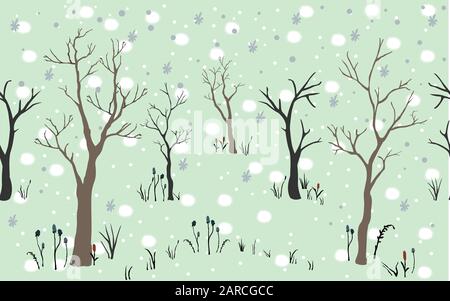 Seamless Pattern with beautiful trees. Vector Illustration Stock Vector
