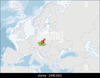 The Czech Republic location on Europe map Stock Vector