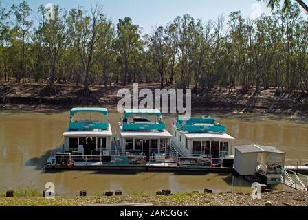 Echuca, VIC, Australia - January 21, 2008: House boats to rent on Murray river Stock Photo