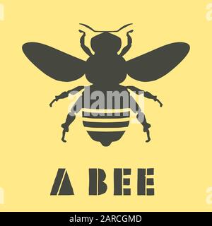 Silhouette of a bee viewed from above Stock Vector