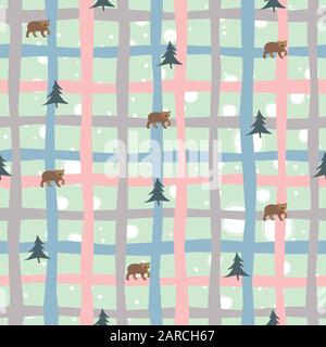 Seamless pattern with brown bears pattern  Vector Illustration Stock Vector
