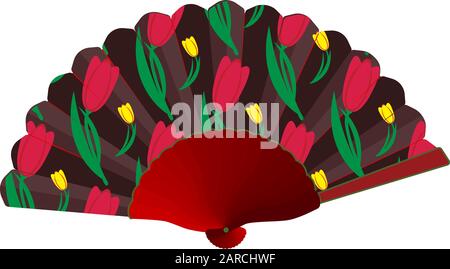 Spring tulip folding fan, vector isolated illustration Stock Vector