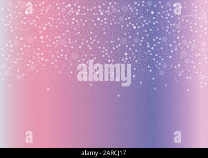 Cute Winter Background with falling bubbles on violet  background and white luminous left and right. Cover Design template with blurred background for Stock Vector