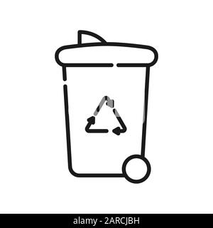 Simple vector icon for recycling. An empty linear outline is isolated on a white background. Design for application sites and theme design on an envir Stock Vector