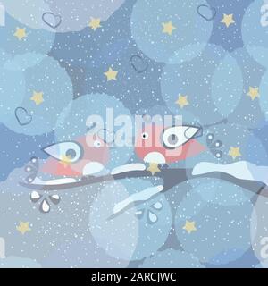 Cute Birds for cards, decorations, Winter, Merry Christmas Themes, postcards, etc. Vector Illustration Stock Vector