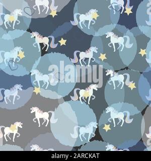 Seamless pattern with funny horses. Vector Illustration Stock Vector
