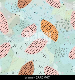 Creative Hand Drawn Seamless Pattern with Gemstones. Great for cards, postcards, t-shirts, swatches, fabric, brochures, posters, gift wrapping, wall a Stock Vector
