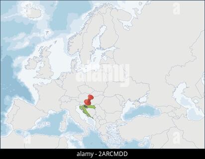 Republic of Croatia location on Europe map Stock Vector