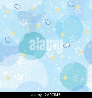 Hand Drawn Seamless Pattern with berries, leaves, twigs and branches on blue. Vector Illustration Stock Vector