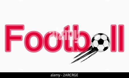 Stylish illustration of the inscription of the word football. Green colour. Soccer ball instead of letters. Sign, symbol Stock Vector