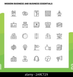 Set of Modern Business and business essentials Line Icon set 25 Icons. Vector Minimalism Style Design Black Icons Set. Linear pictogram pack. Stock Vector