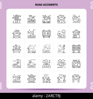 Road accidents - set of line design style icons Stock Vector Image ...