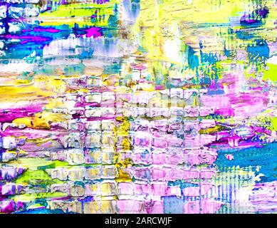 Smears of colored paint on canvas Stock Photo